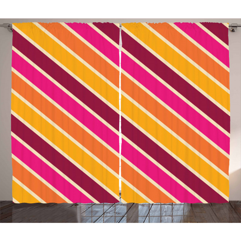 Angled Retro Style Lines Curtain