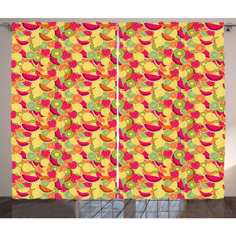 Orange Watermelon Strawberry Curtain