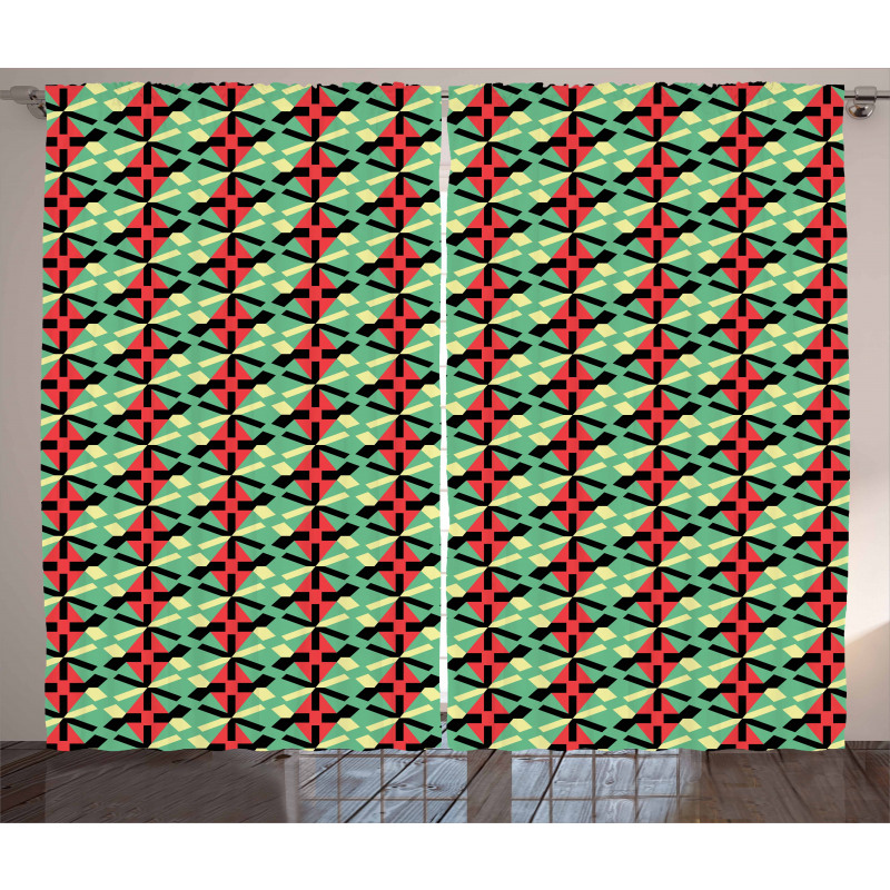 Rhombus and Dashed Lines Curtain