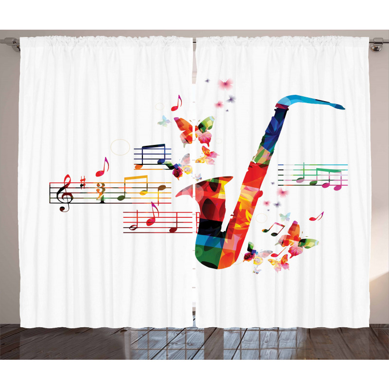 Saxophone with Butterflies Curtain