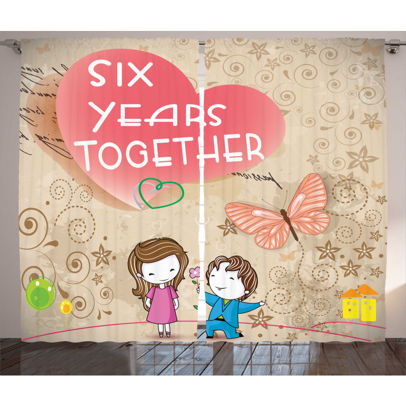 6 Years Together Words Curtain