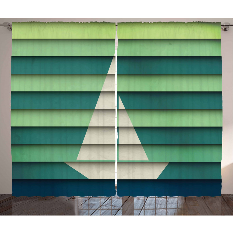 Paper Boat Design Nautical Curtain