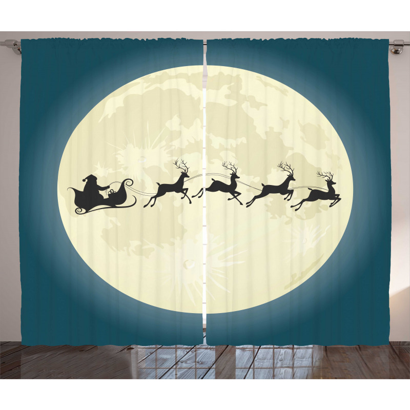 Santa Claus Silhouette Curtain