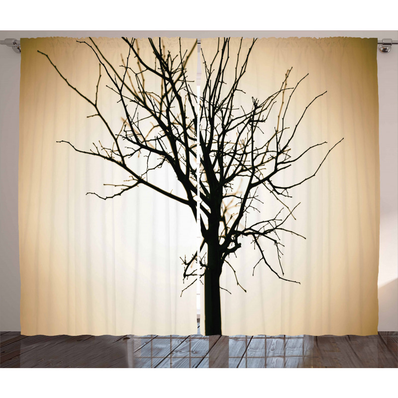 Barren Tree on Ombre Curtain