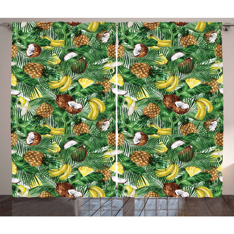Pineapples Banana Coconut Curtain
