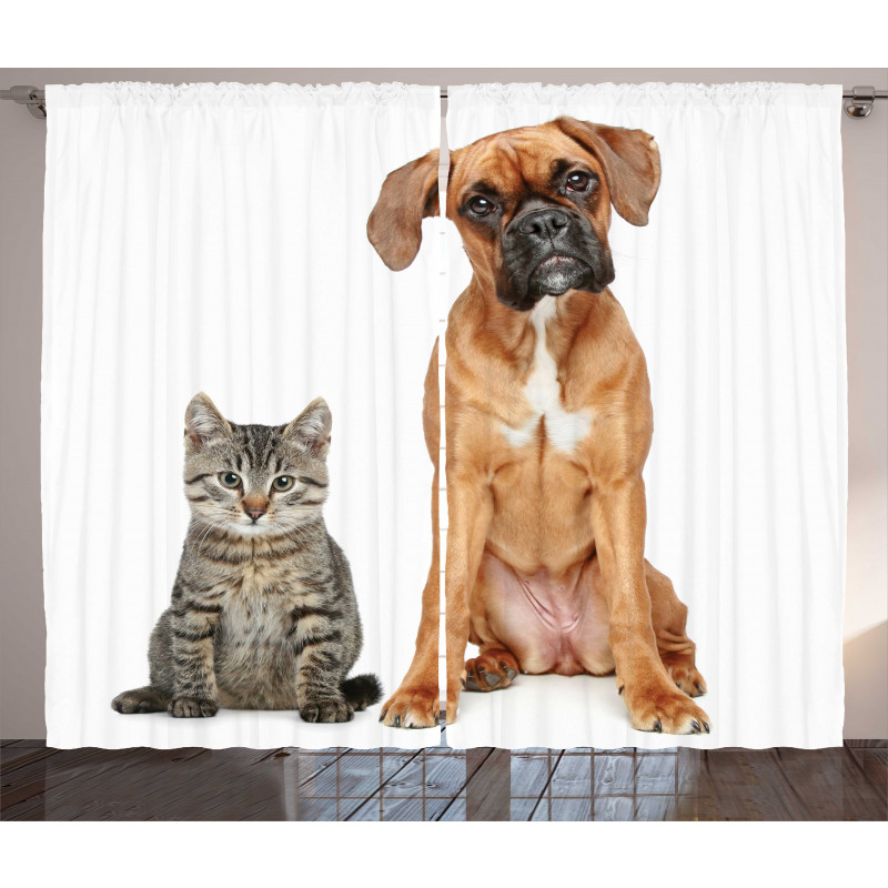 Cat Dog Animal Friends Curtain