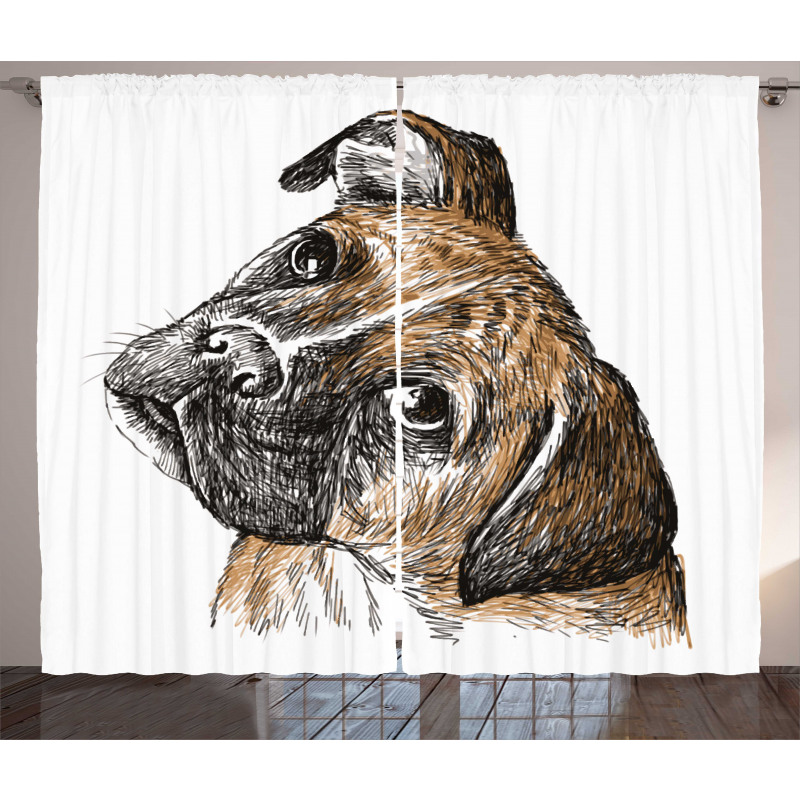 Sketchy Furry Puppy Pet Curtain