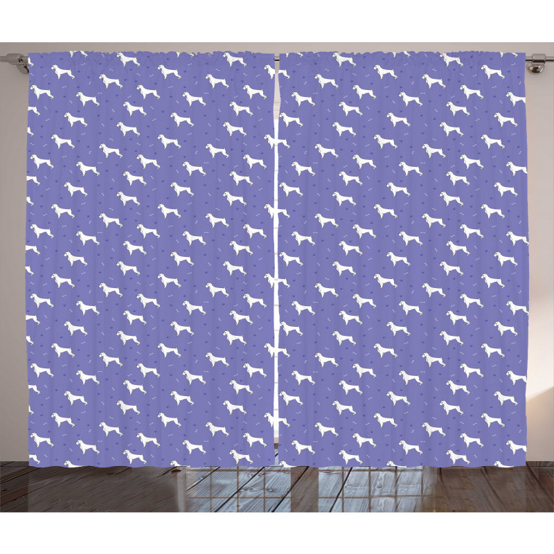 Cartoon Canine Animals Curtain