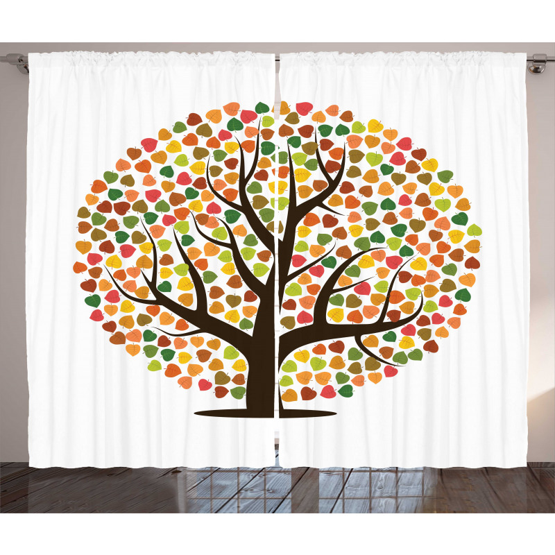 Autumn Season Foilage Design Curtain