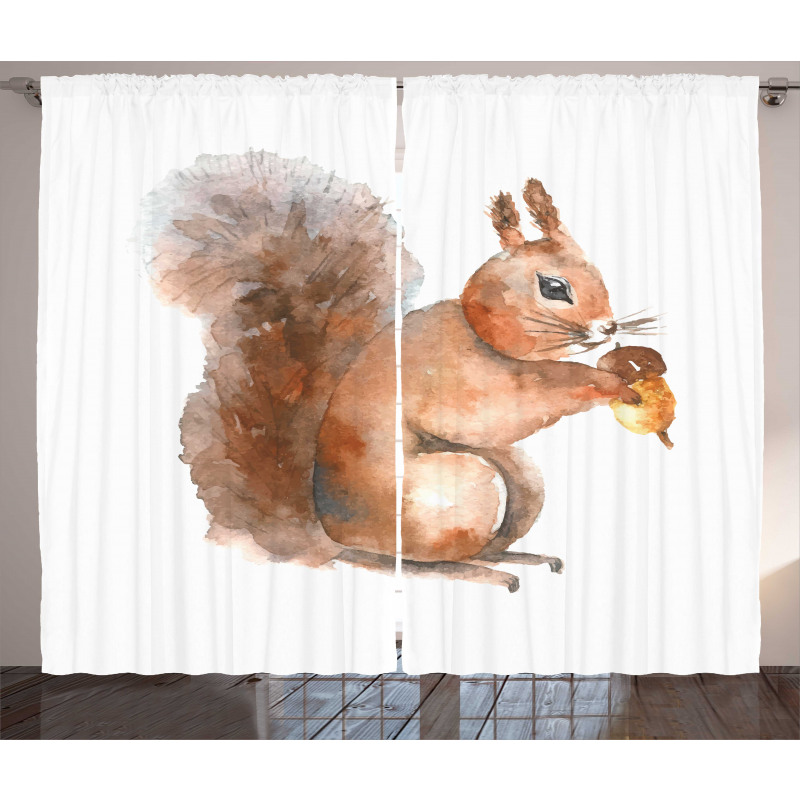 Watercolor Rodent Animal Curtain