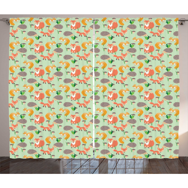 Happy Wildlife Fauna Art Curtain