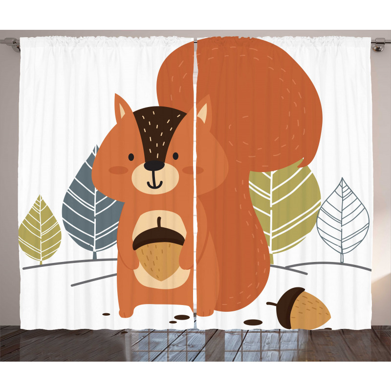 Woodland Trees and Animal Curtain