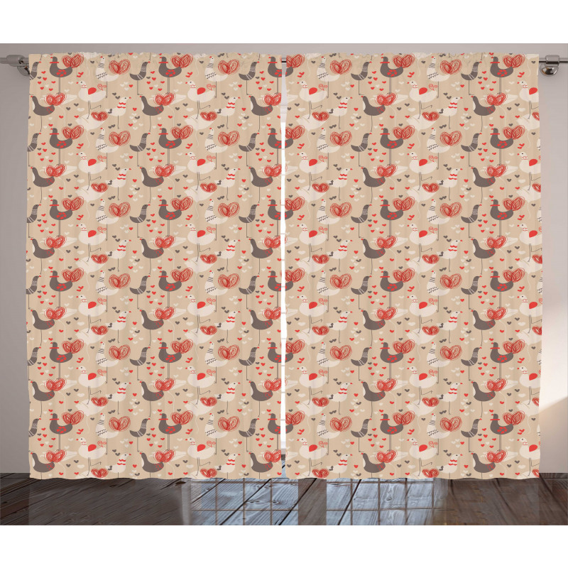 Chickens with Red Ducklips Curtain