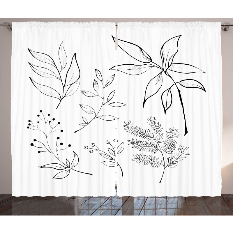 Sketched Botanical Theme Curtain