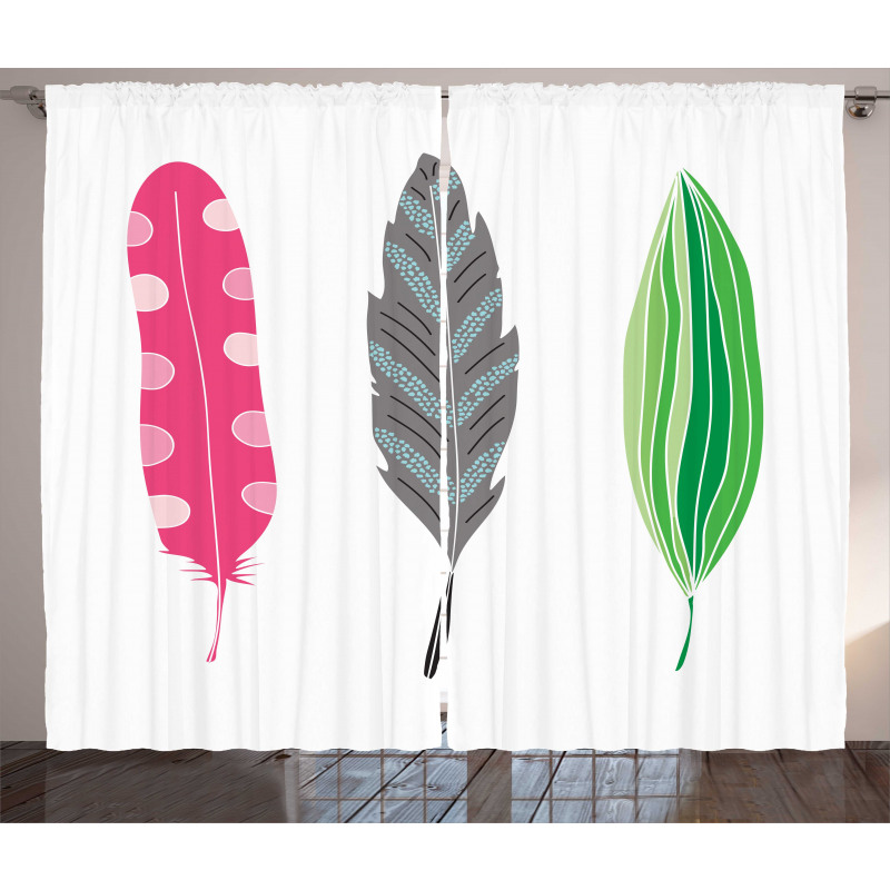 Funky Sketched 3 Plumes Curtain