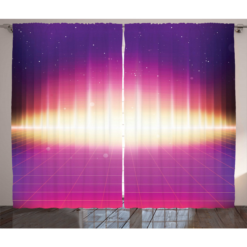 80s Retro Sci-Fi Background Curtain