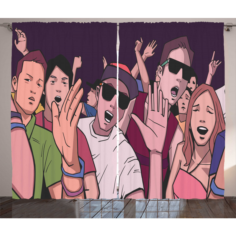 Music Festival Cartoon Image Curtain