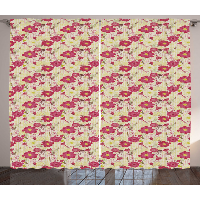 Feminine Floral Pinky Garden Curtain