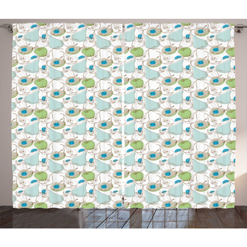 Whole Pears and Apple Slice Curtain