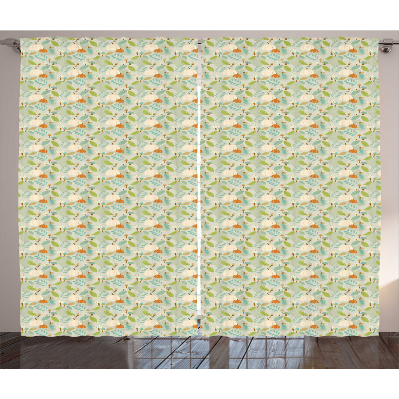 Autumn Dotted Mushrooms Curtain