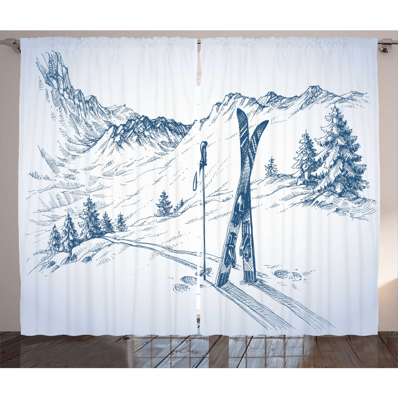 Landscape of Snowy Mountains Curtain