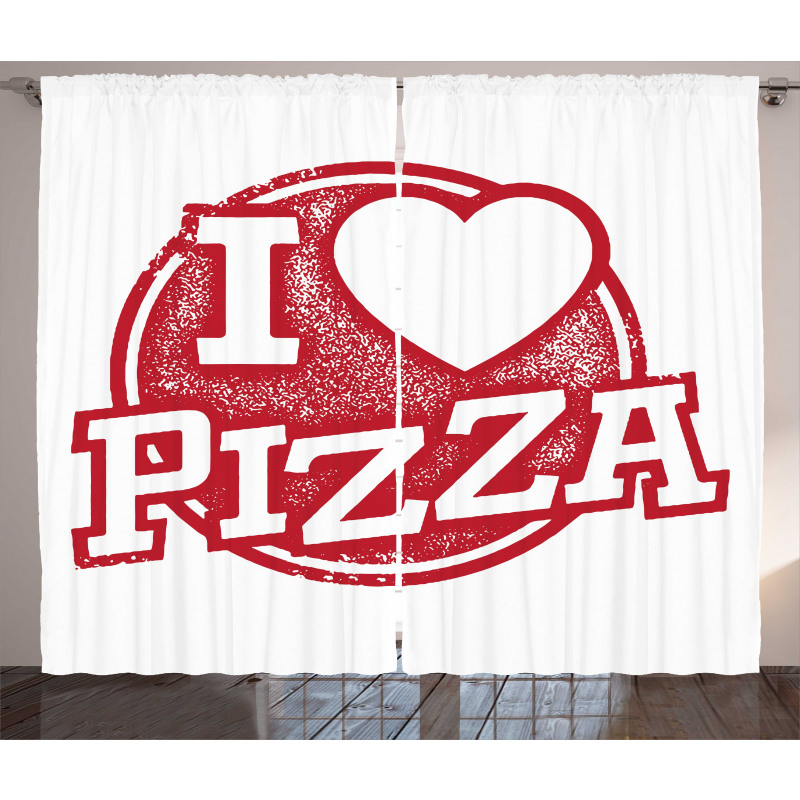 Grunge Love Pizza Lettering Curtain