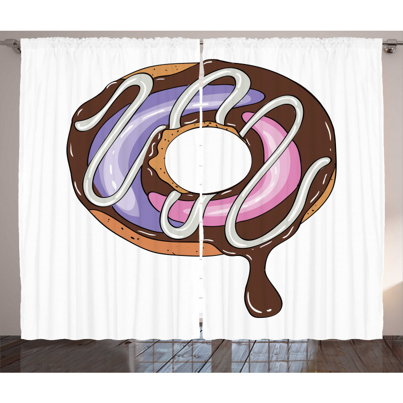 Doughnut American Food Theme Curtain