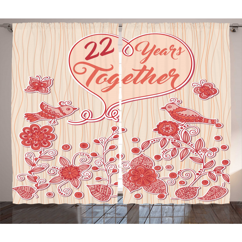 22 Years Together Birds Curtain