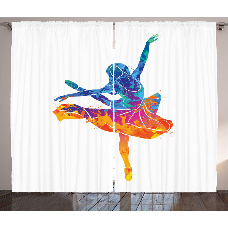 Colorful Ballerina Girl Pose Curtain