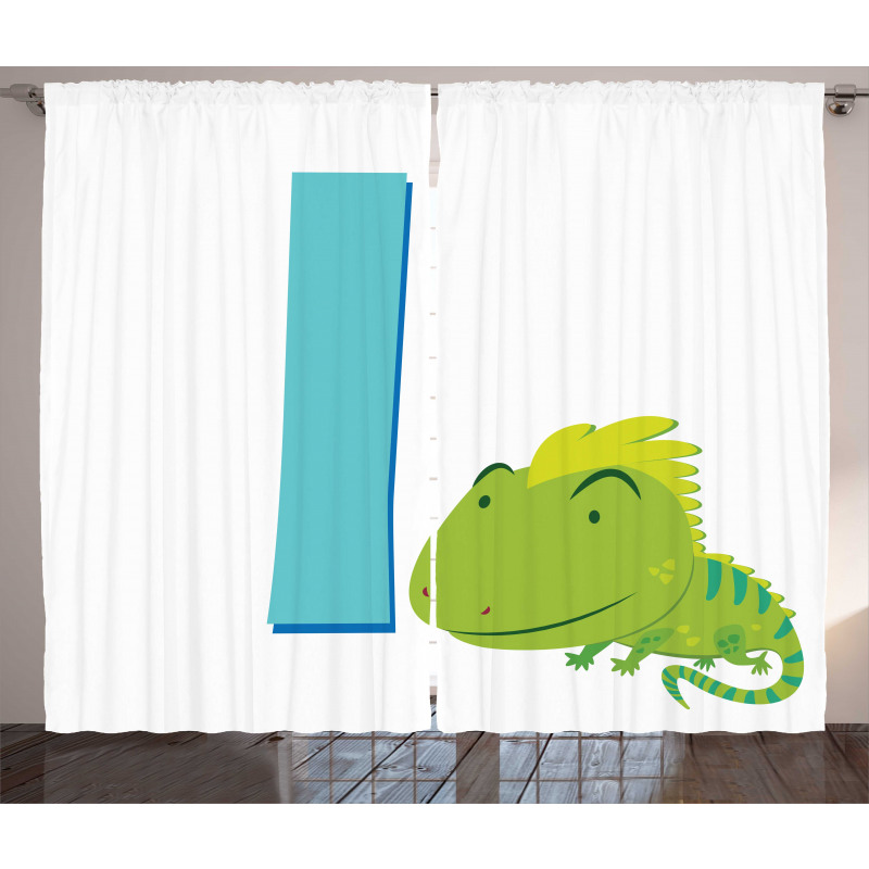 Cartoon Letter I and Animal Curtain