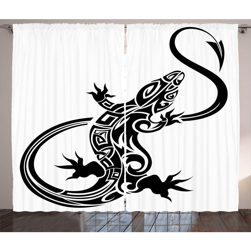 Lizard Silhouette Design Curtain