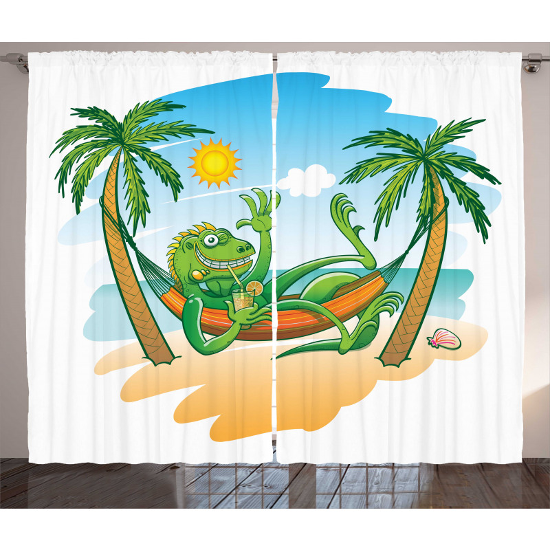 Tropical Holiday Palm Tree Curtain