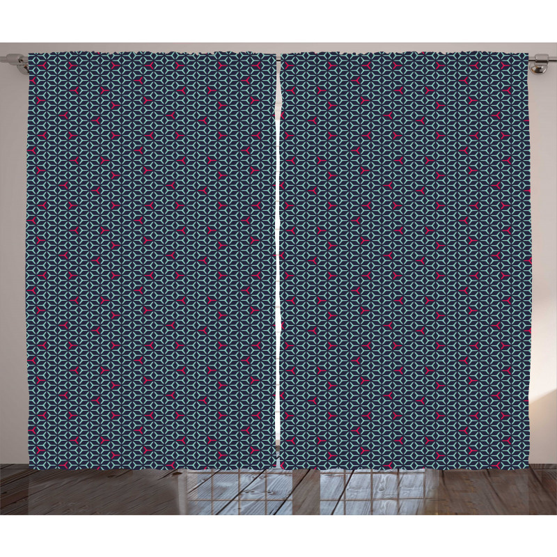 Grid Design Angled Lines Curtain