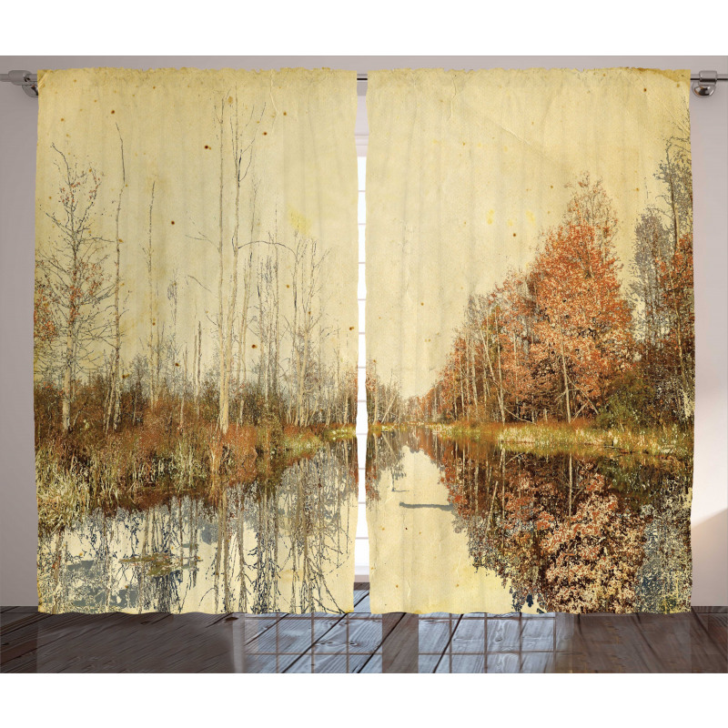 Colorful Fallen Leaves Curtain