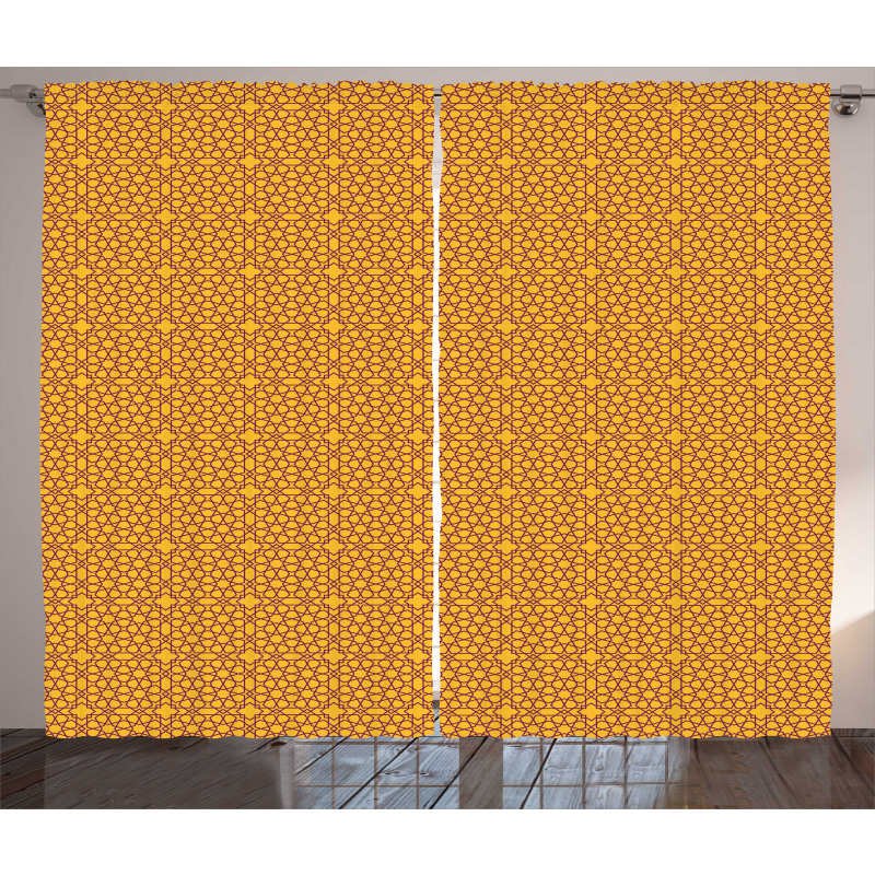 Entwined Moroccan Star Grid Curtain