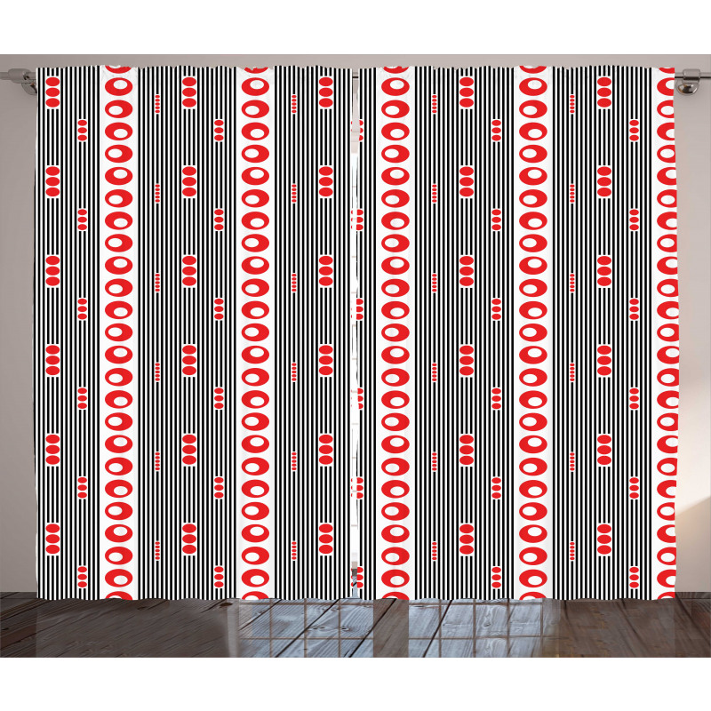 Vertical Stripes Circles Curtain