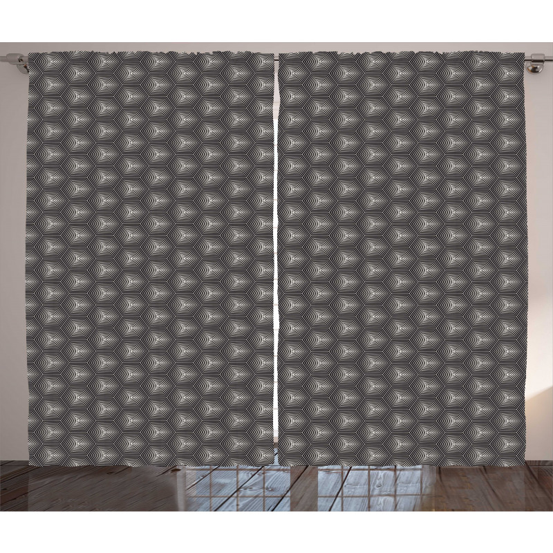 Triangles Striped Hexagons Curtain