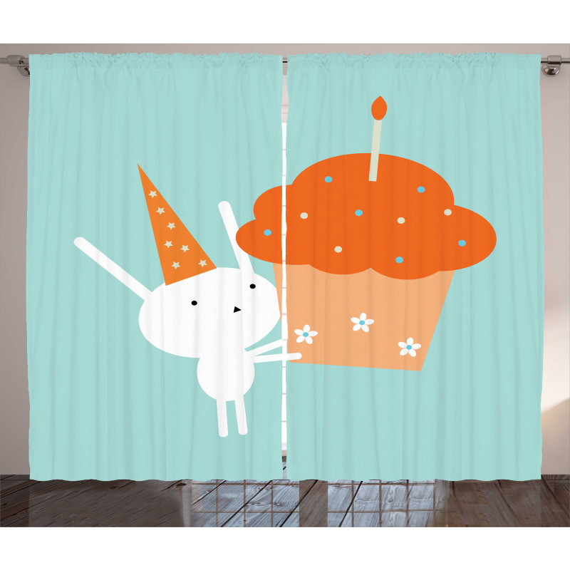 Birthday Bunny Giant Cupcake Curtain