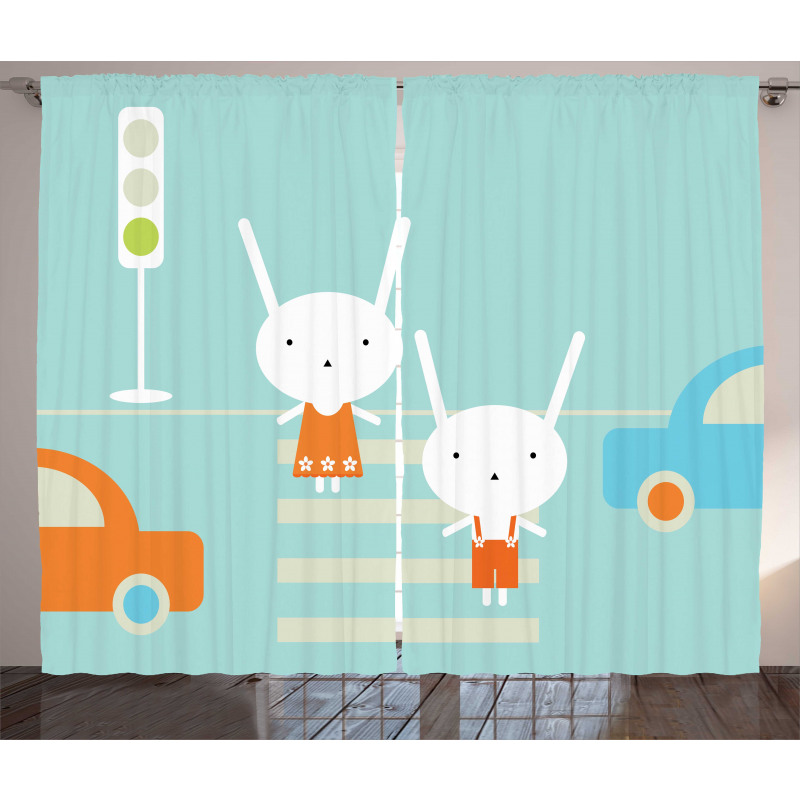 Traffic Rules Boy and Girl Curtain