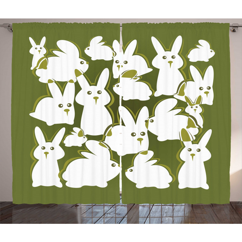 Funny Cartoon Easter Animal Curtain