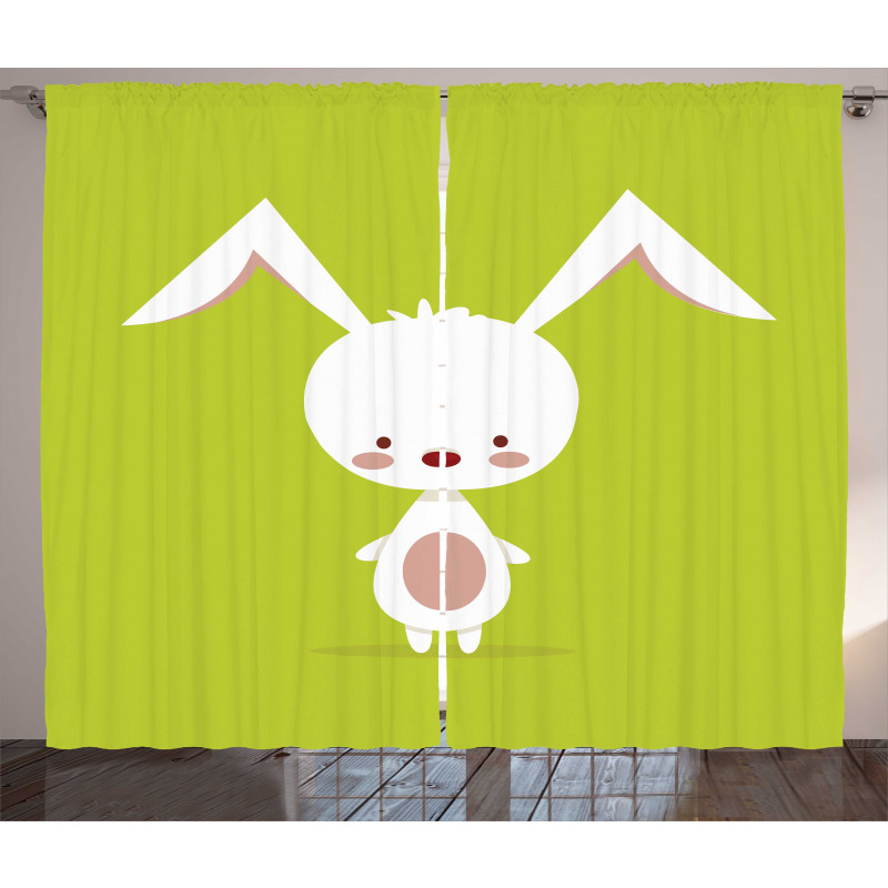 Cartoon Character on Green Curtain