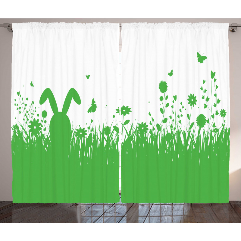 Green Spring Field Easter Curtain