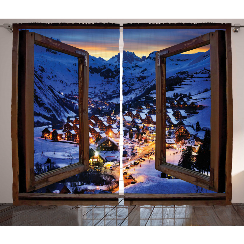 Winter Season Town Curtain