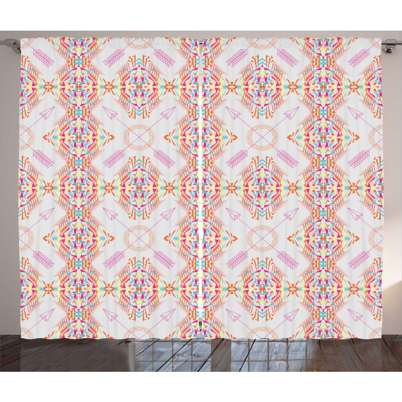 Arrow Motifs Rainbow Colors Curtain