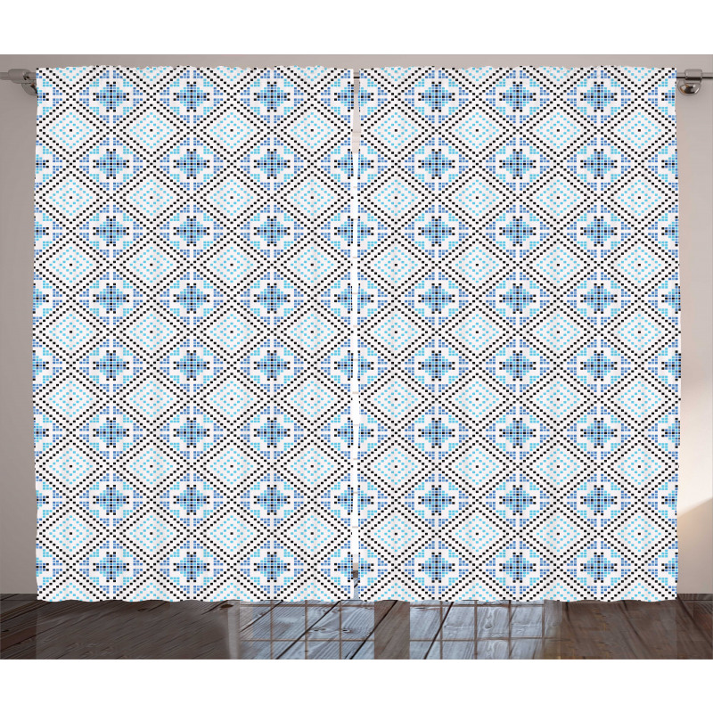 Hand Drawn Square Pattern Curtain