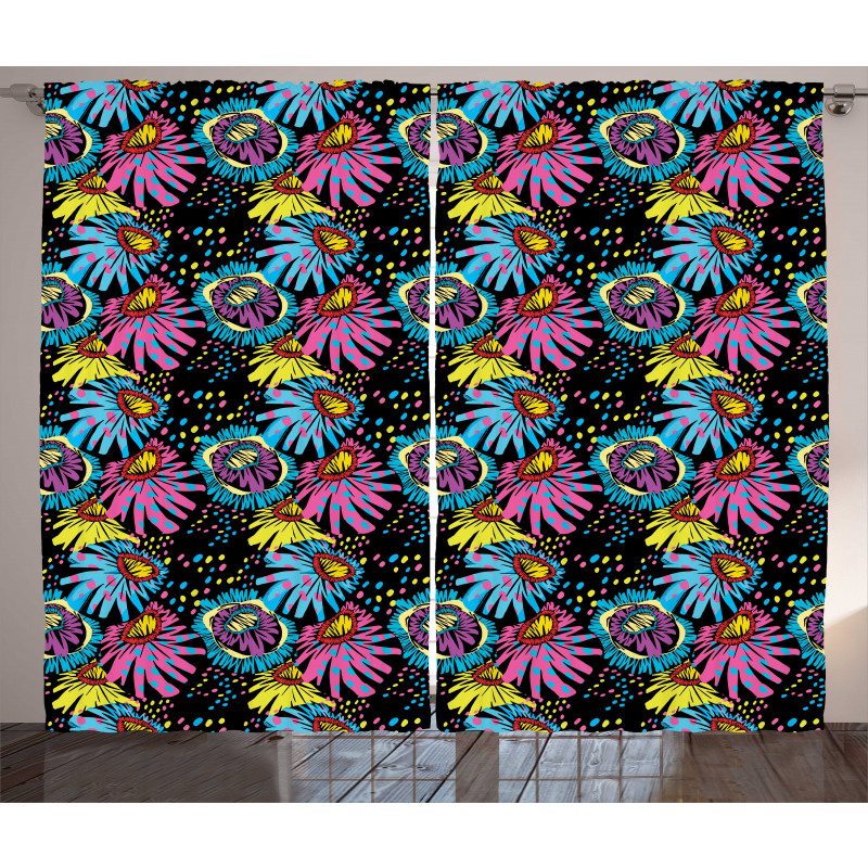 Sixties Colorful Cartoon Curtain