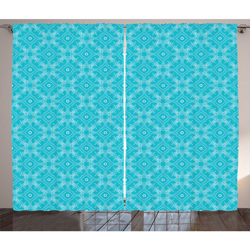 Blue Monochrome Motif Curtain