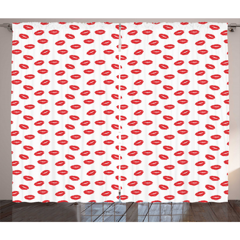Red Kisses Imprint Curtain