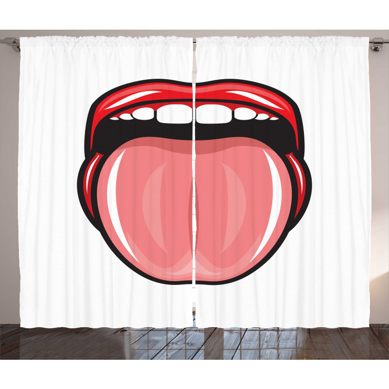 Open Mouth Tongue out Image Curtain