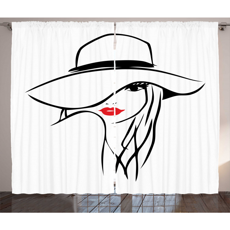 Girl Wearing a Big Floppy Hat Curtain